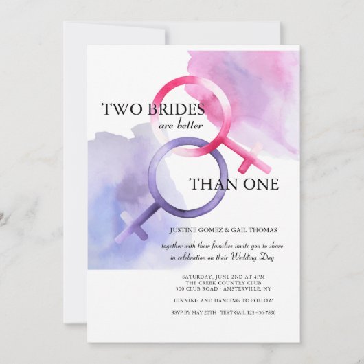 Twee bruidjes zijn beter dan één huwelijksuitnodig kaart (Voorkant)