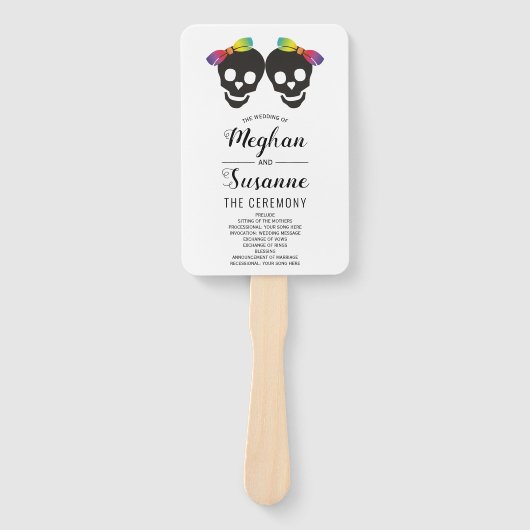 Twee bruidskleuren lesbisch trouwprogramma handwaaier (Voorkant)