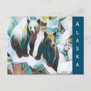 Twee bruine Beren in de Winternatuur Art Alaska Briefkaart