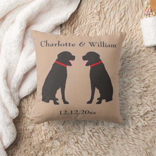 Twee bruine chocolade labradors gepersonaliseerde  kussen (Deken)