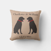 Twee bruine chocolade labradors gepersonaliseerde  kussen (Voorkant)