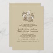 Twee bruine en ivoren feoxes bruiloft-uitnodiginge kaart (Voorkant / Achterkant)