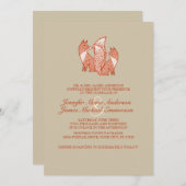 Twee bruine en ivoren vossen bruiloft uitnodiginge kaart (Voorkant / Achterkant)