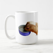 Twee bruine en witte zachte haarparelhoenders, koffiemok (Links)