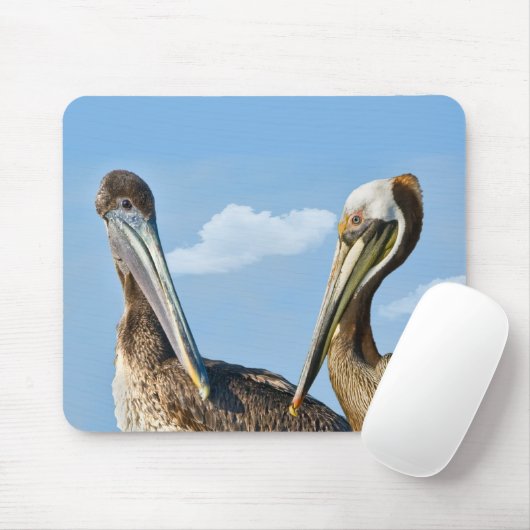 Twee bruine Pelicans Mousepad Muismat (Met muis)