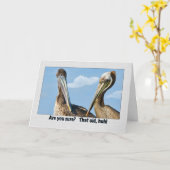 Twee bruine pelikanen verjaardag Wenskaart Kaart (Gele Bloem)