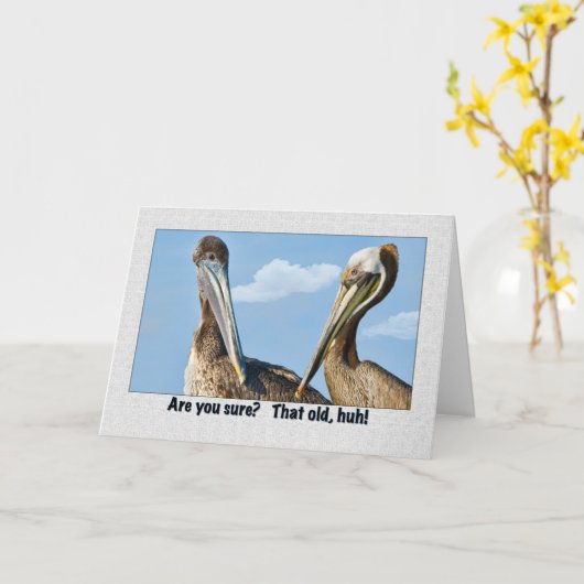 Twee bruine pelikanen verjaardag Wenskaart Kaart (Gele Bloem)