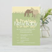 Twee bruine ponies geel Baby shower Kaart (Staand voorkant)