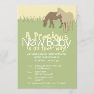 Twee bruine ponies geel Baby shower Kaart