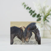 Twee bruine wilde paarden briefkaart (Staand voorkant)