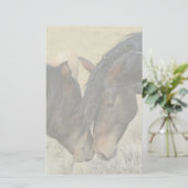 Twee bruine wilde paarden briefpapier (Staand voorkant)