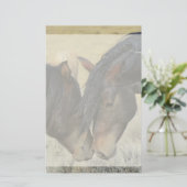 Twee bruine wilde paarden briefpapier (Staand voorkant)