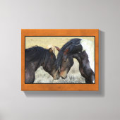 Twee bruine wilde paarden canvas afdruk (Voorkant)