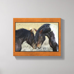 Twee bruine wilde paarden canvas afdruk