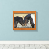 Twee bruine wilde paarden canvas afdruk (Insitu (Houten vloer))