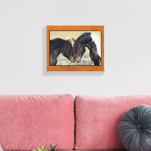 Twee bruine wilde paarden canvas afdruk (Insitu (Woonkamer))