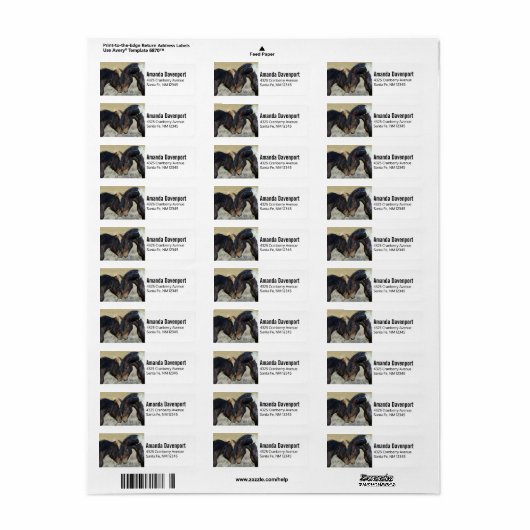 Twee bruine wilde paarden etiket (Full Sheet)