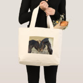 Twee bruine wilde paarden grote tote bag (Voorkant (product))
