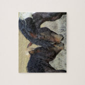 Twee bruine wilde paarden legpuzzel (Verticaal)