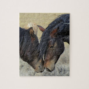 Twee bruine wilde paarden legpuzzel