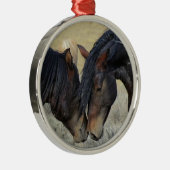 Twee bruine wilde paarden metalen ornament (Rechts)
