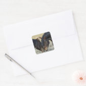 Twee bruine wilde paarden Mustangs Nuzzling Vierkante Sticker (Envelop)