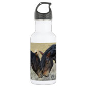 Twee bruine wilde paarden waterfles  (Voorkant)