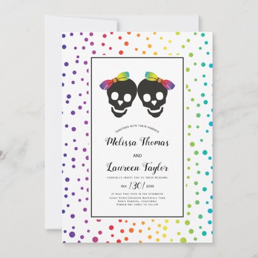 Twee bruinen met boegregenboogkleuren, lesbische b kaart (Voorkant)