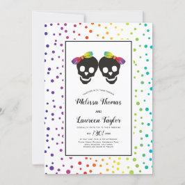 Twee bruinen met boegregenboogkleuren, lesbische b kaart