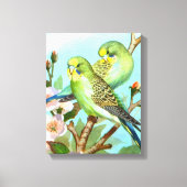 Twee budgerigars vogel canvas afdruk (Voorkant)
