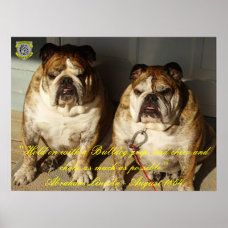 Twee Bulldog 1864 Lincoln Quote Fine Canvas afdruk Poster