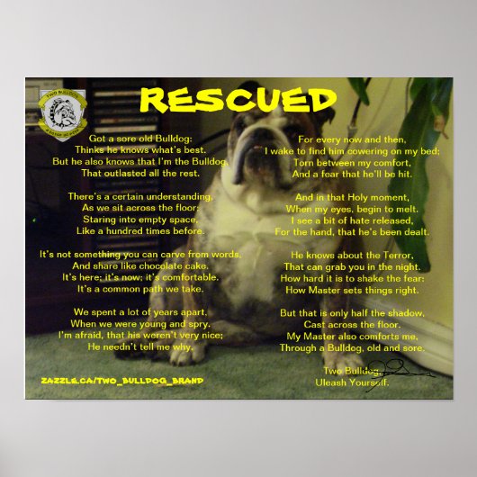 Twee bulledog-merk met RESCUED-Poster Poster (Voorkant)