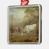Twee bullen met vergrendelde paarden, 1653 metalen ornament (Links)
