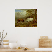 Twee bullen met vergrendelde paarden, 1653 poster (Keuken)
