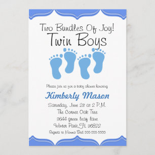 Twee bundels joy Twin Boys Baby shower nodigen uit Kaart