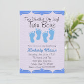 Twee bundels joy Twin Boys Baby shower nodigen uit Kaart (Staand voorkant)