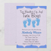 Twee bundels joy Twin Boys Baby shower nodigen uit Kaart (Voorkant / Achterkant)