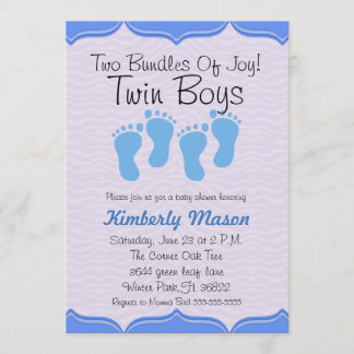 Twee bundels joy Twin Boys Baby shower nodigen uit Kaart