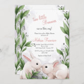 Twee Bunnies Baby shower Kaart (Voorkant / Achterkant)