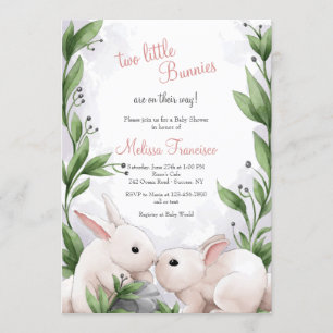Twee Bunnies Baby shower Kaart