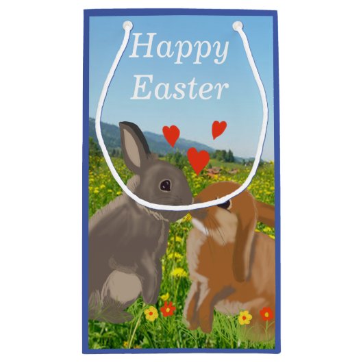 Twee Bunnies die zoenen in een langzamere mestoost Klein Cadeauzakje (Achterkant)