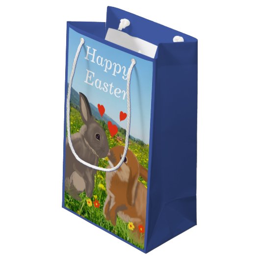 Twee Bunnies die zoenen in een langzamere mestoost Klein Cadeauzakje (Achterkant Gekanteld)