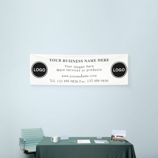 Twee Business Logo Contactgegevens bewerkbaar Spandoek (Beurs)