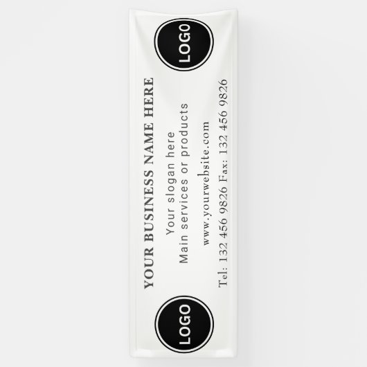 Twee Business Logo Contactgegevens bewerkbaar Spandoek (Verticaal)