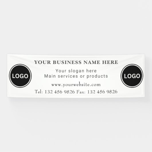 Twee Business Logo Contactgegevens bewerkbaar Spandoek (Horizontaal)