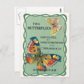 Twee Butterflies Japans zijderoute Briefkaart (Voorkant / Achterkant)