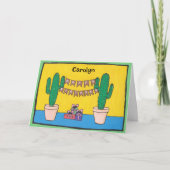 Twee cactus planten blij met de verjaardag van de kaart (Voorkant)