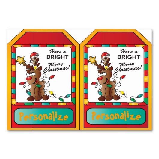 Twee cadeau-Labels - Cartoon rendier en muis Kaart (Voorkant)