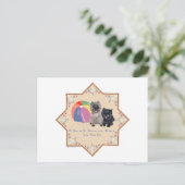 Twee Cairn Terriërs Zee Schelpen Briefkaart (Staand voorkant)