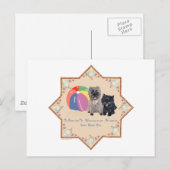 Twee Cairn Terriërs Zee Schelpen Briefkaart (Voorkant / Achterkant)